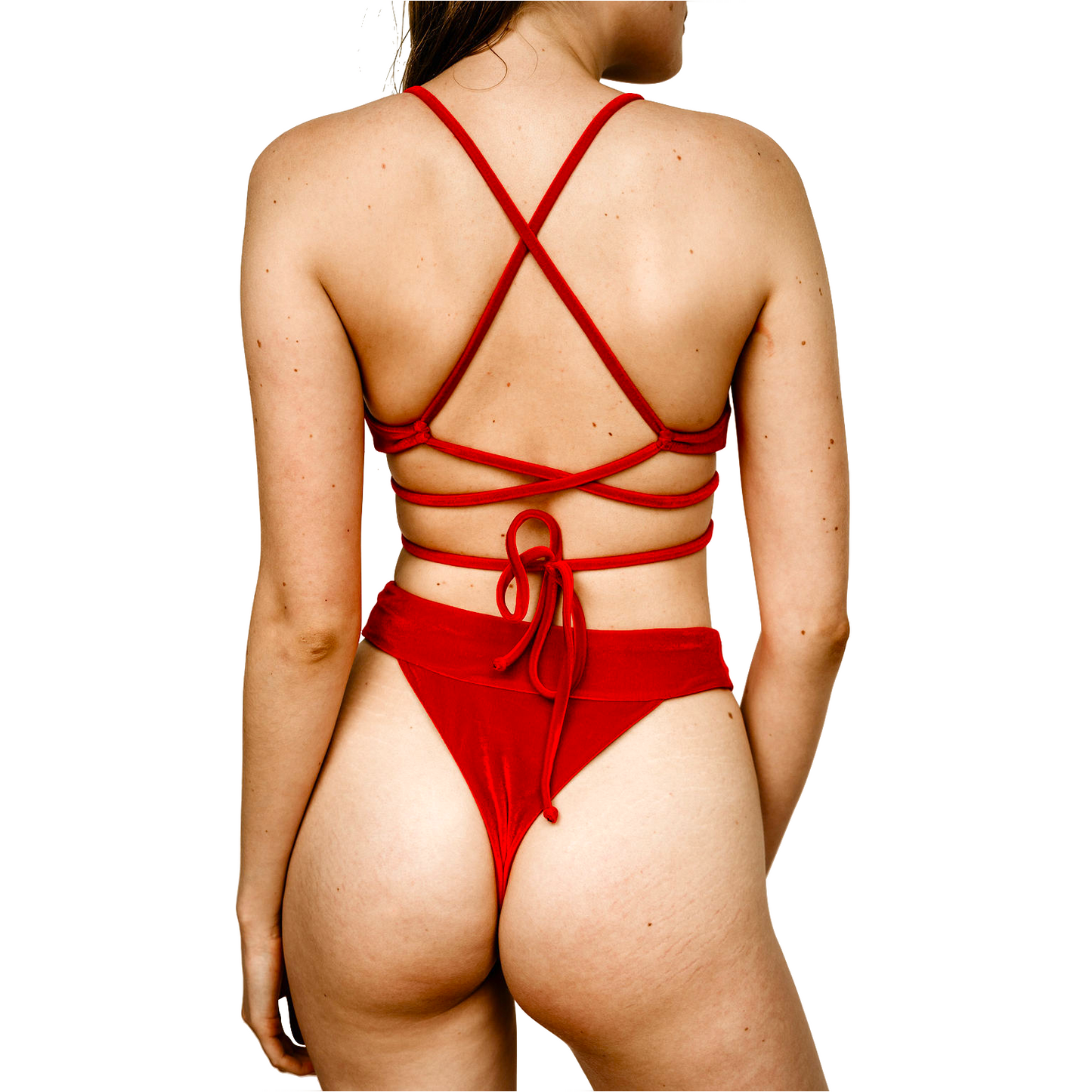 Curvin Bikini-Hose in Rot-Samt
